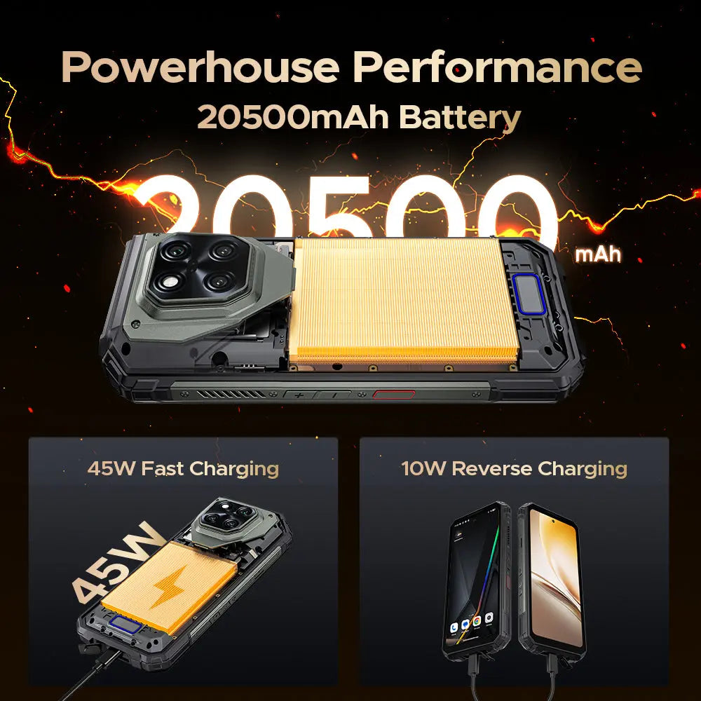 DOOGEE V Max Play 5G Rugged Android 15 Phone with 480P HD Portable Autofocus Projector